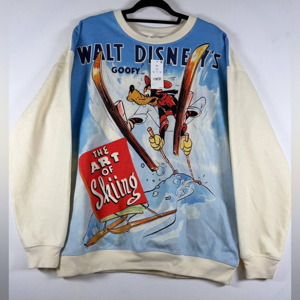 Walt Disney Men's Goofy Fleece Crewneck Sweatshirt, XXL - Beige - Picture 4 of 8